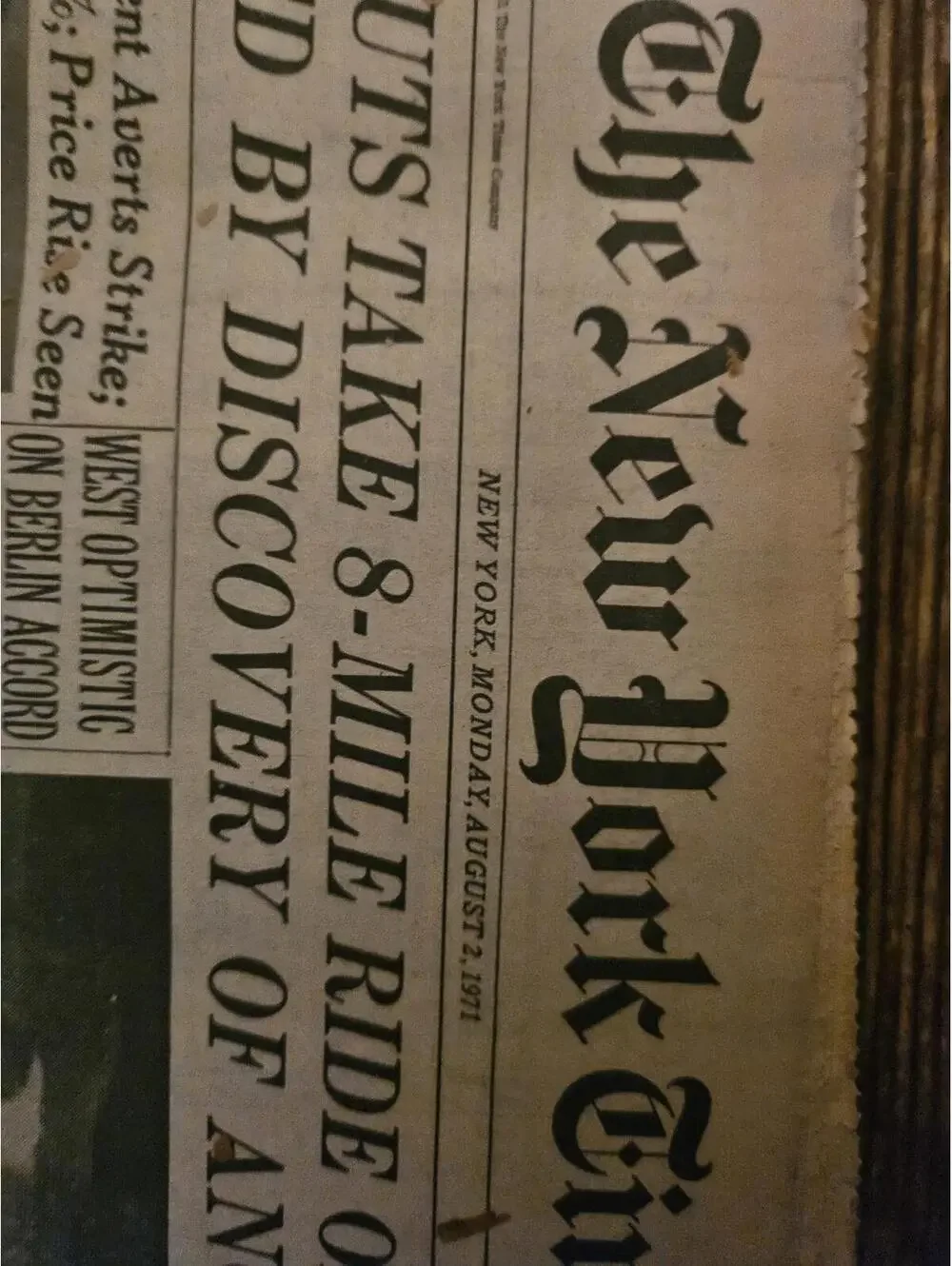 The New York Times , August 6th 1971 - Astronauts take 8 mile ride on the moon